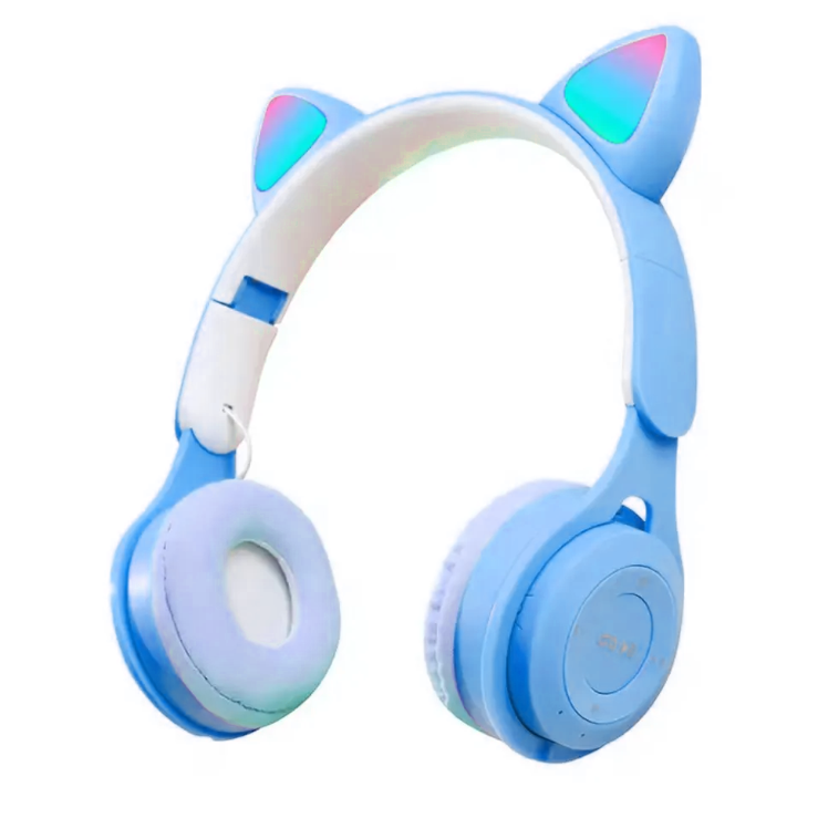 Casque Bluetooth Oreilles de Chat KWY-Y08 / BLEU