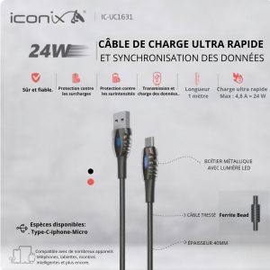 Câble de charge ultra rapide modèle IC-UC1631