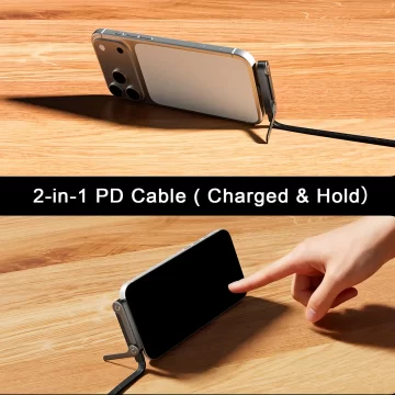 Câble USB-C vers USB-C PD 240W avec support pliable pour téléphone 4 Câble USB-C vers USB-C PD