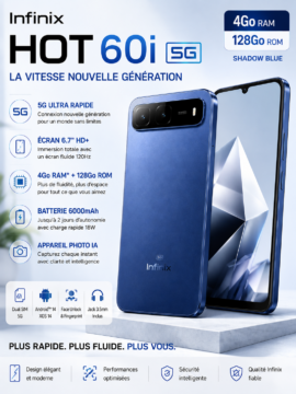 Infinix Hot 60i 5G 4Go128Go Bleu Shadow
