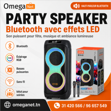 Haut-parleur Bluetooth Party 2025 B210-01 avec effets lumineux LED
