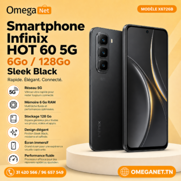 Smartphone Infinix HOT 60 FF 5G X6726B 6Go + 128Go – Sleek Black 1 X6726B