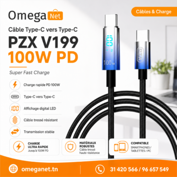 Câble Type-C vers Type-C PZX V199 100W PD Super Fast Charge 4 PZX V199 100W PD