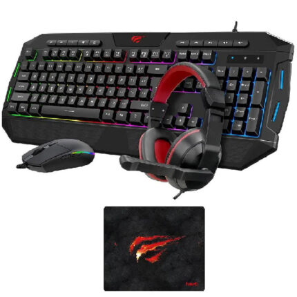 KIT GAMER HAVIT 4 EN 1 : CLAVIER + SOURIS + TAPIS + CASQUE