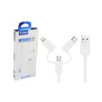 CÂBLE INKAX 3EN1 USB VERS MICRO USB / LIGHTNING / USB TYPE C / BLANC 2