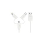 CÂBLE INKAX 3EN1 USB VERS MICRO USB / LIGHTNING / USB TYPE C / BLANC 1