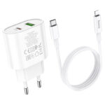 CHARGEUR HOCO C95A 2 PORTS TYPE-C VERS LIGHTNING - BLANC 1