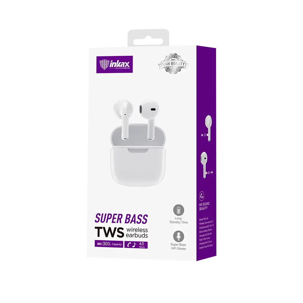 ECOUTEUR INKAX TWS-08 SUPER BASS - BLANC - OmegaNet
