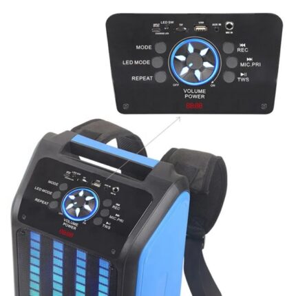 HAUT PARLEUR SAC À DOS SANS FIL NDR Q69 LED - BLEU