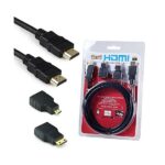 Cable HDTV HDMI 3 en 1 + Micro HDMI + Mini HDMI 2 Câble HDMI 3 en 1 vers Micro HDMI + Mini HDMI + HDMI Mâle-Mâle - Longueur du câble: 1.5 m - Couleur Noir