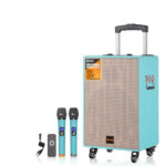 Haut Parleur Sans Fil B-V12 + 2 Microphones Sans Fil / BLEU