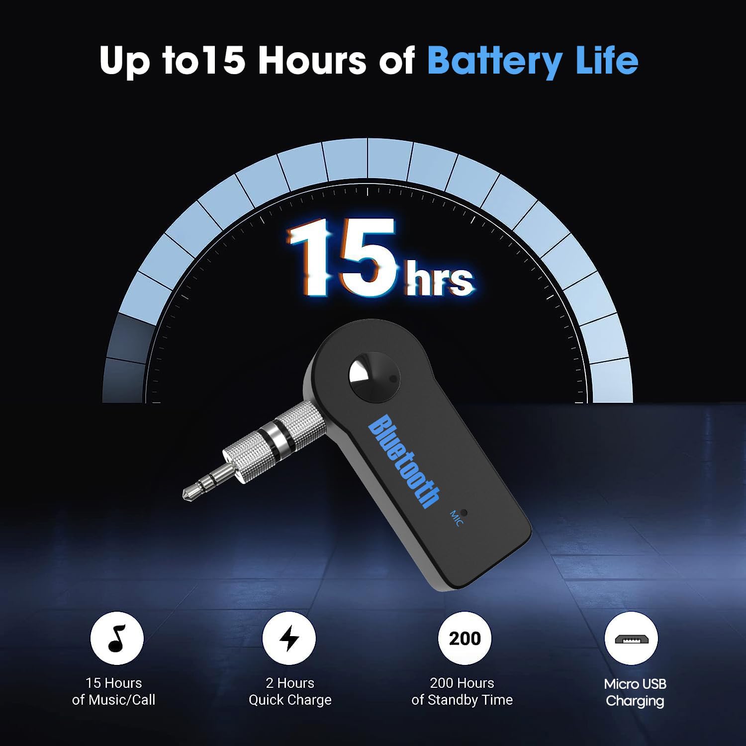 Adaptateur Bluetooth Voiture - Connexion Sans Fil Pour Musique Et Appels - Compatible Prise 3.5 Mm