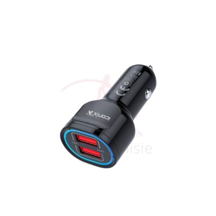 Chargeur de voiture rapide 17 W double port USB, modèle IC-CC1716, noir
