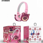 Casque Bluetooth Cartoon AH-806D5 - Rose 2 Casque Bluetooth Cartoon AH-806D5 - Rose
