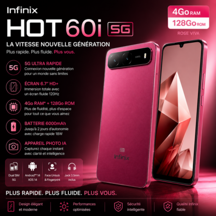 Infinix Hot 60i 5G 4Go 128Go Rouge Prune