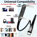 Câble USB-C vers USB-C PD 240W avec support pliable pour téléphone 1 Câble USB-C vers USB-C PD 240W avec support pliable pour téléphone