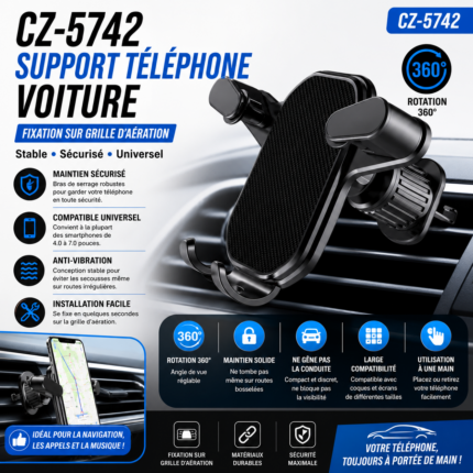 Support Téléphone pour Grille d’Aération CZ-5742