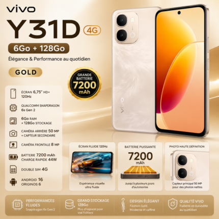 VIVO Y31D 4G 6Go + 128Go – Gold
