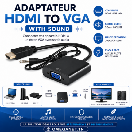 Adaptateur HDMI vers VGA avec Audio