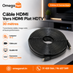 Câble HDMI vers HDMI Plat 30 mètres 1 Câble HDMI Vers HDMI Plat HDTV - 30 mètres