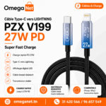 Câble Type-C vers Lightning PZX V199P 27W PD Super Fast Charge 2 Câble Type-C vers Lightning