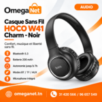 Casque Sans Fil HOCO W41 Charm - Noir 2 Casque Sans Fil HOCO